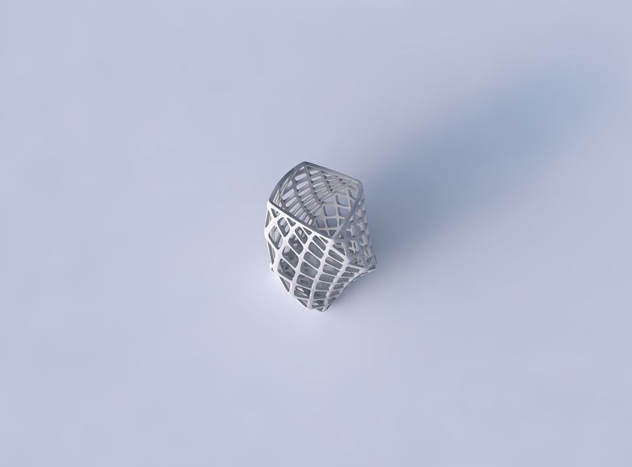 Vase twisted arc quadratic with diagonal grid lattice 3D print model_2