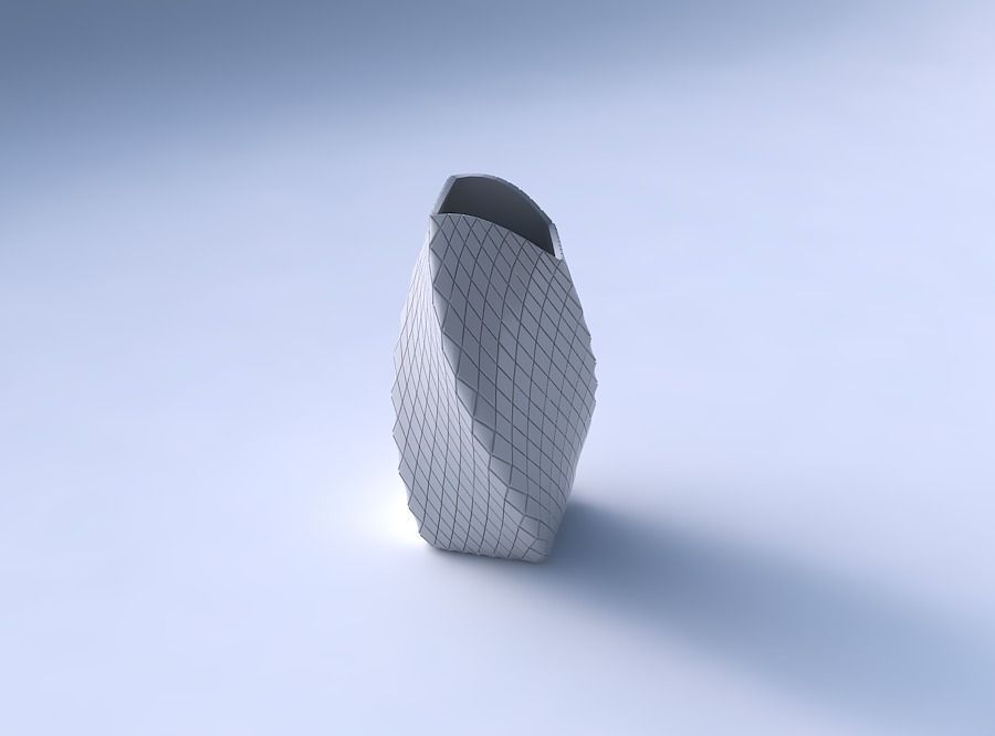 Vase twisted arc quadratic with diagonal grid plates 3D print model_3