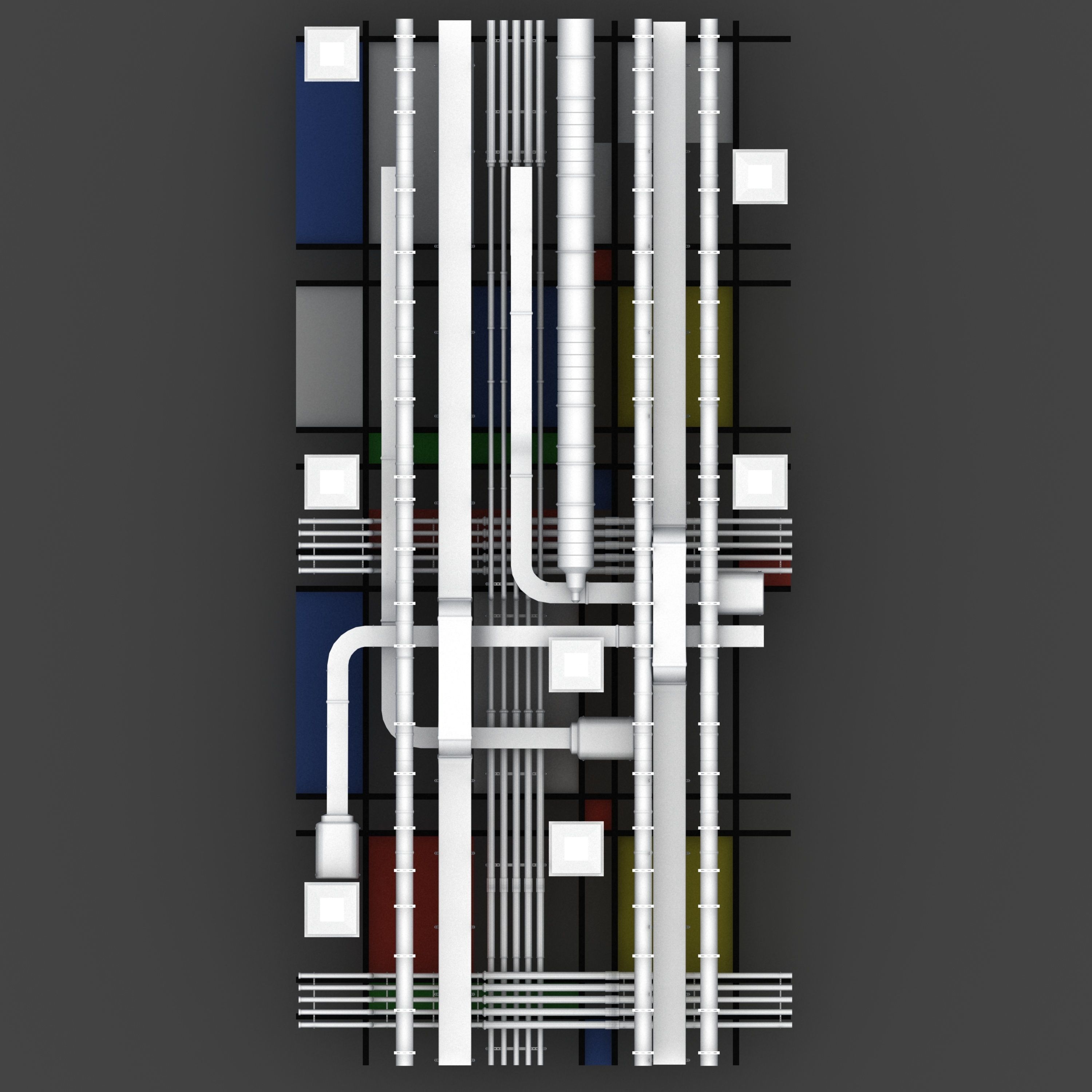 Pipes industrial ceiling 3D model_3