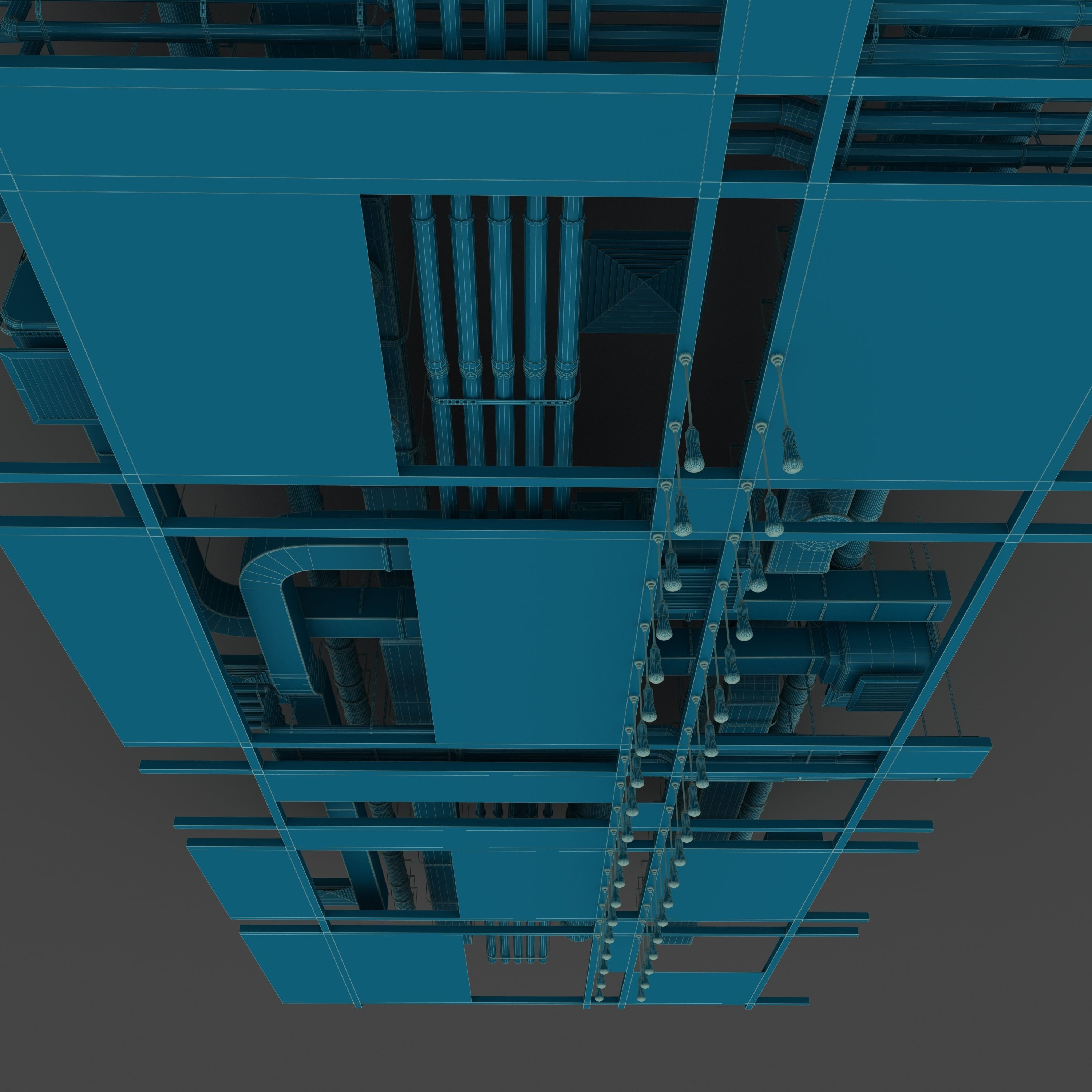 Pipes industrial ceiling 3D model_4