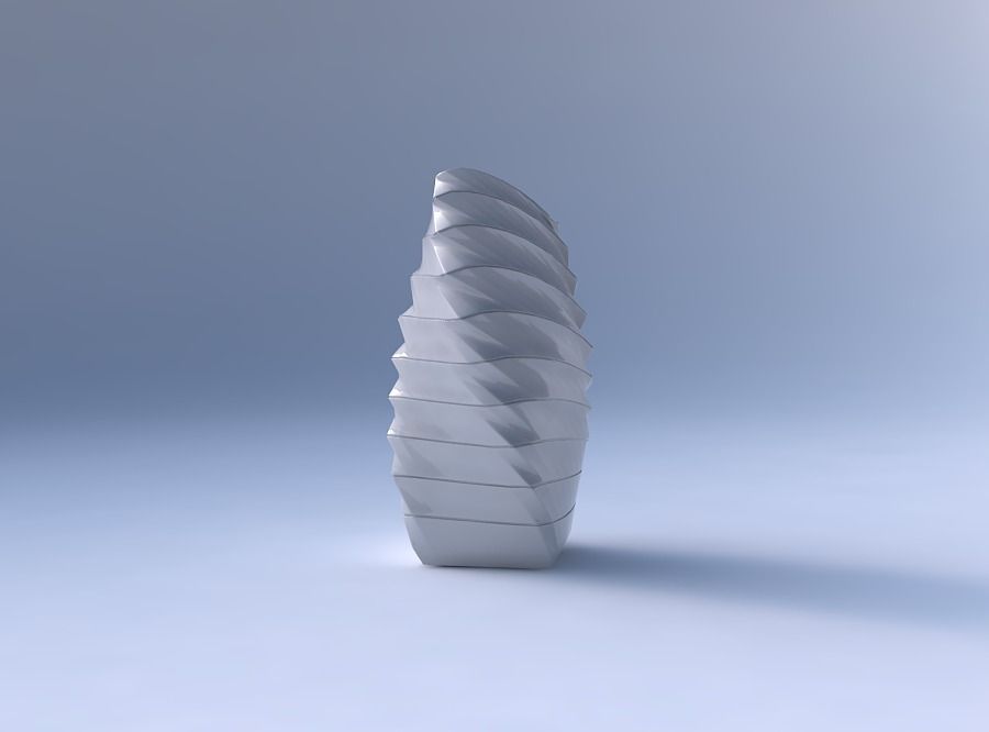 Vase twisted arc quadratic with horizontal dents and twisted ... 3D print model_4