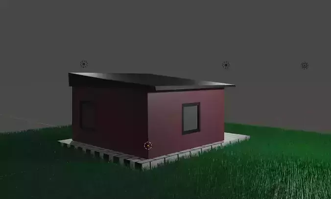 a low poly house with a garden