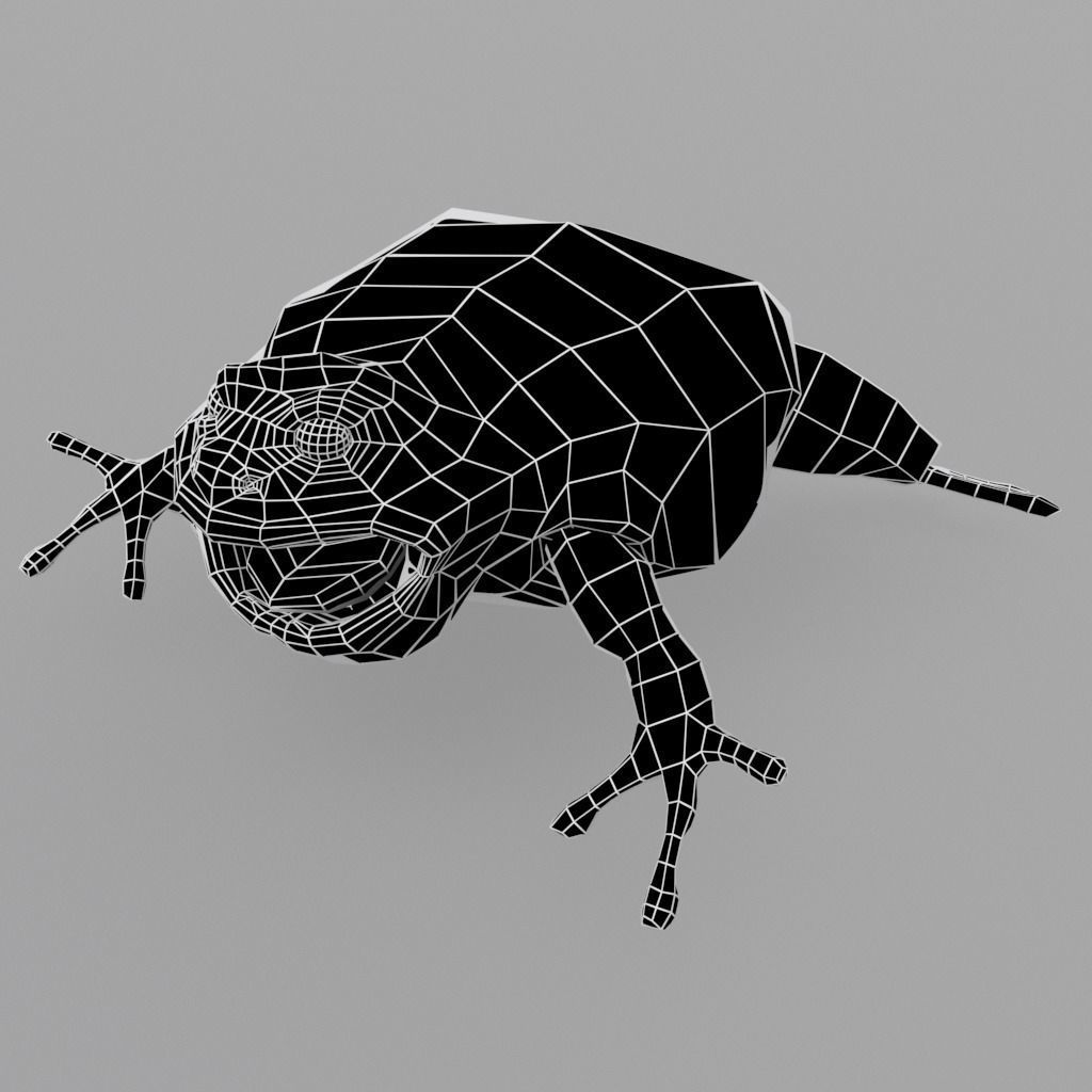 Anuran frog Low-poly 3D model_7