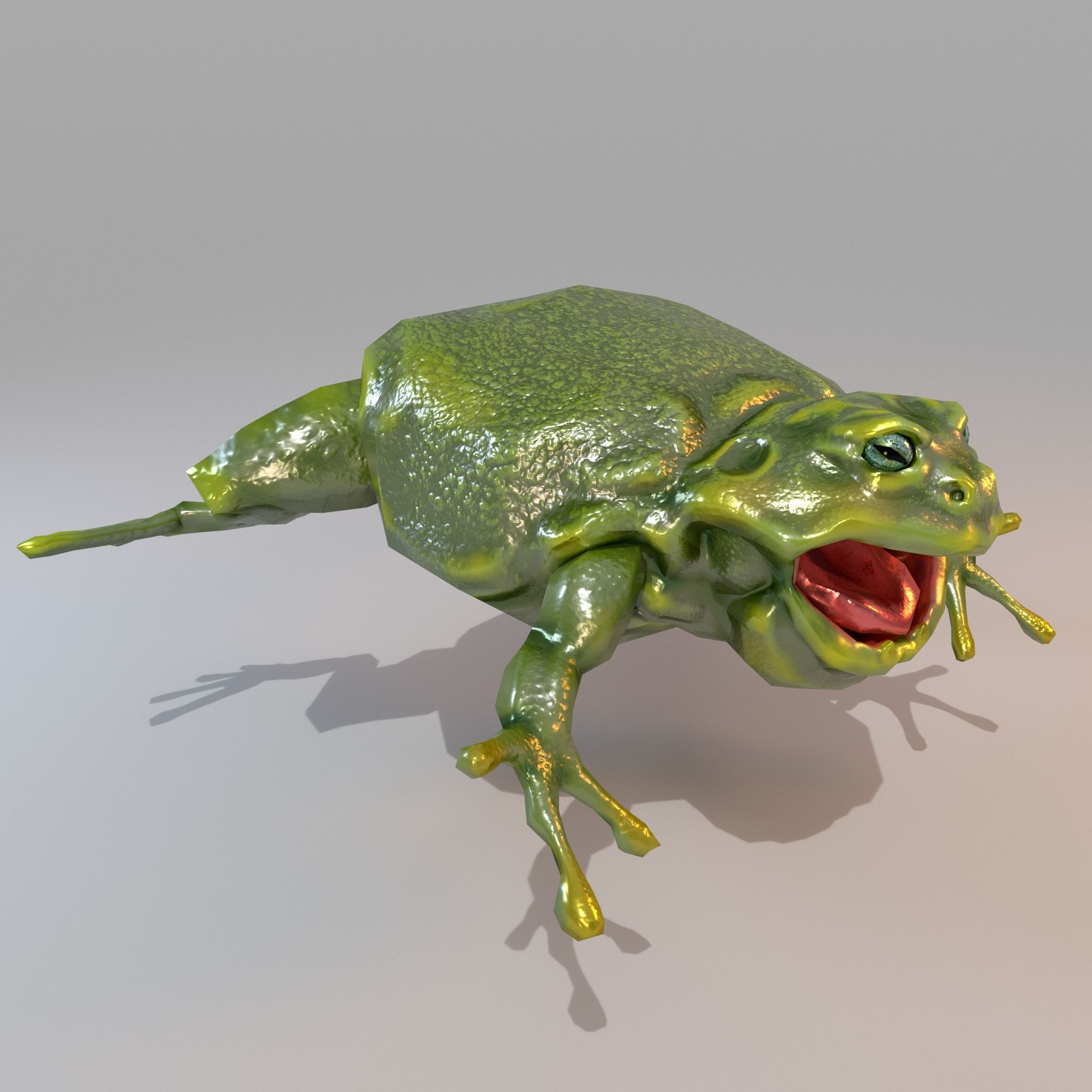 Anuran frog Low-poly 3D model_2