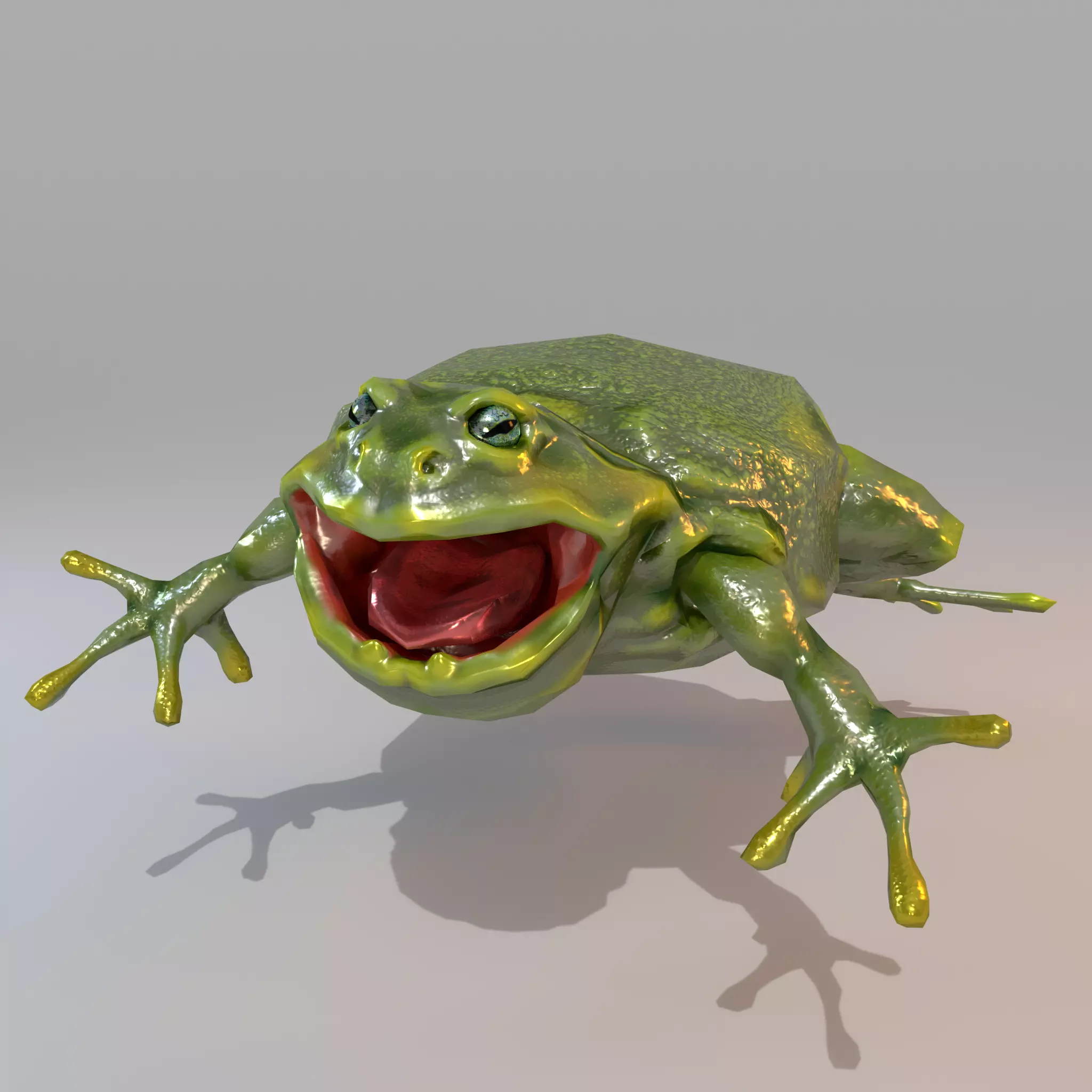 Anuran frog Low-poly 3D model_0