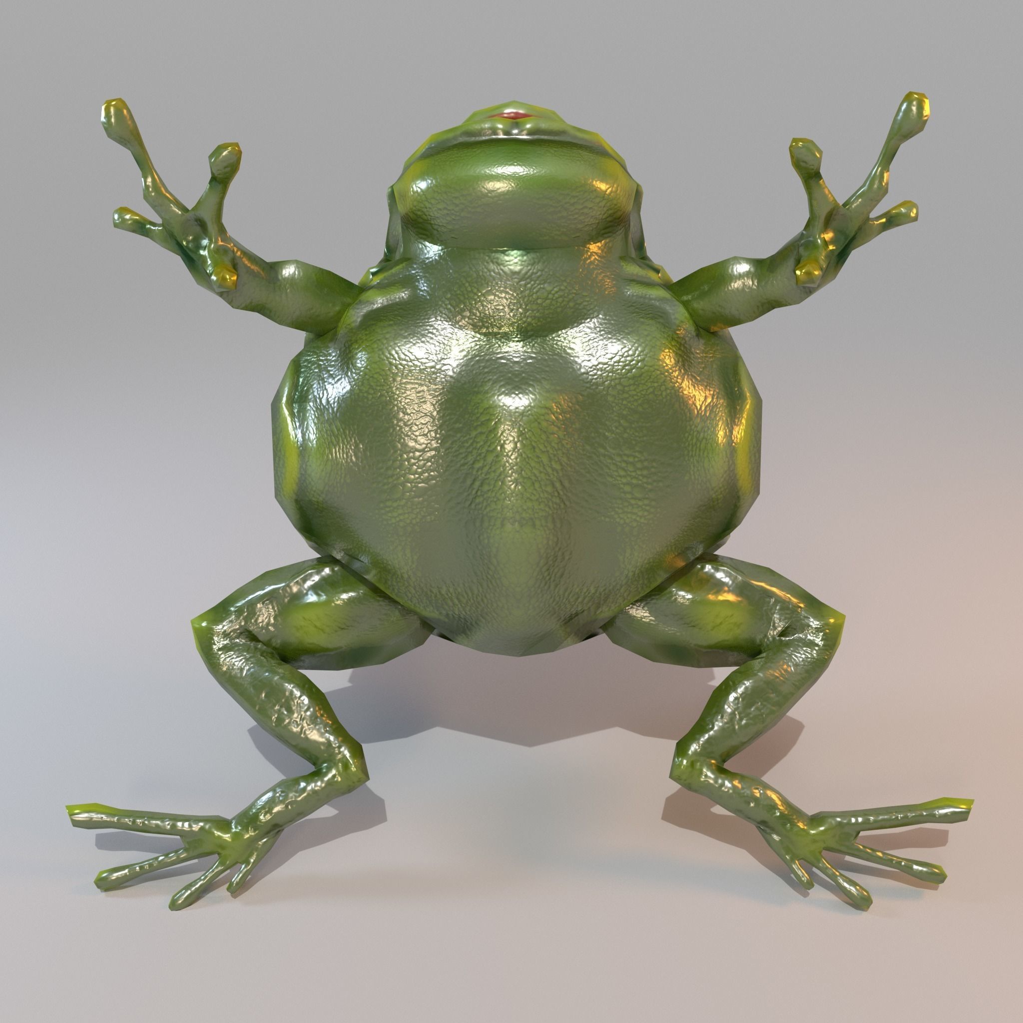 Anuran frog Low-poly 3D model_5