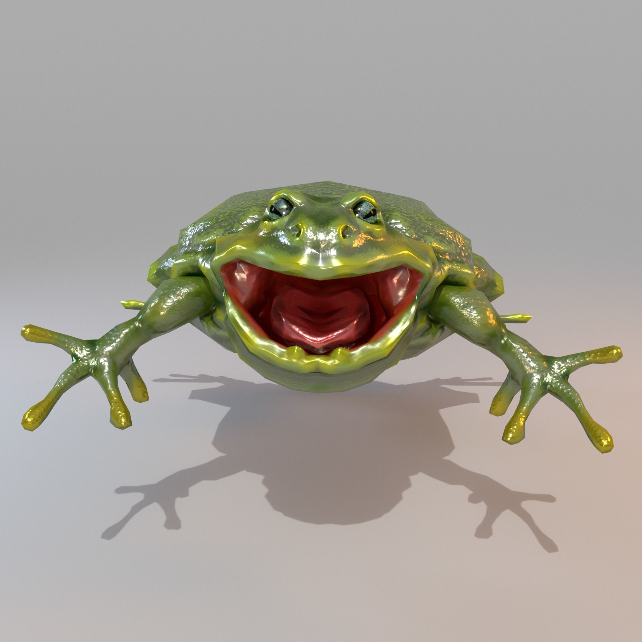Anuran frog Low-poly 3D model_1