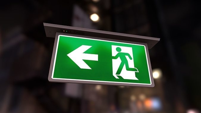 Emergency Exit Indicator Low-poly 3D model