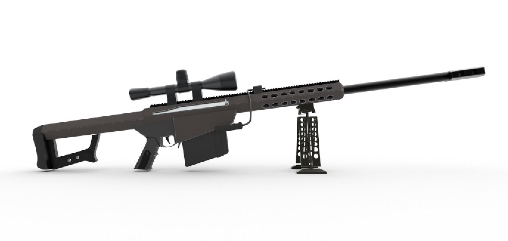 Barrett M82 Sniper Low-poly 3D model_9