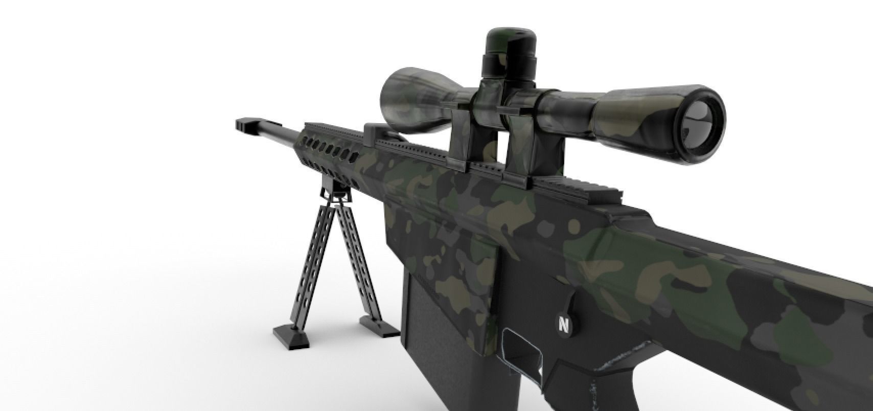 Barrett M82 Sniper Low-poly 3D model_30