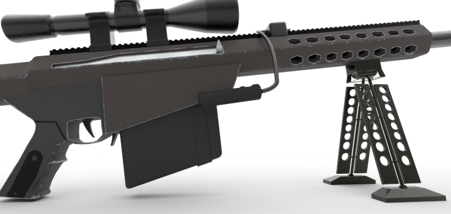 Barrett M82 Sniper Low-poly 3D model_4