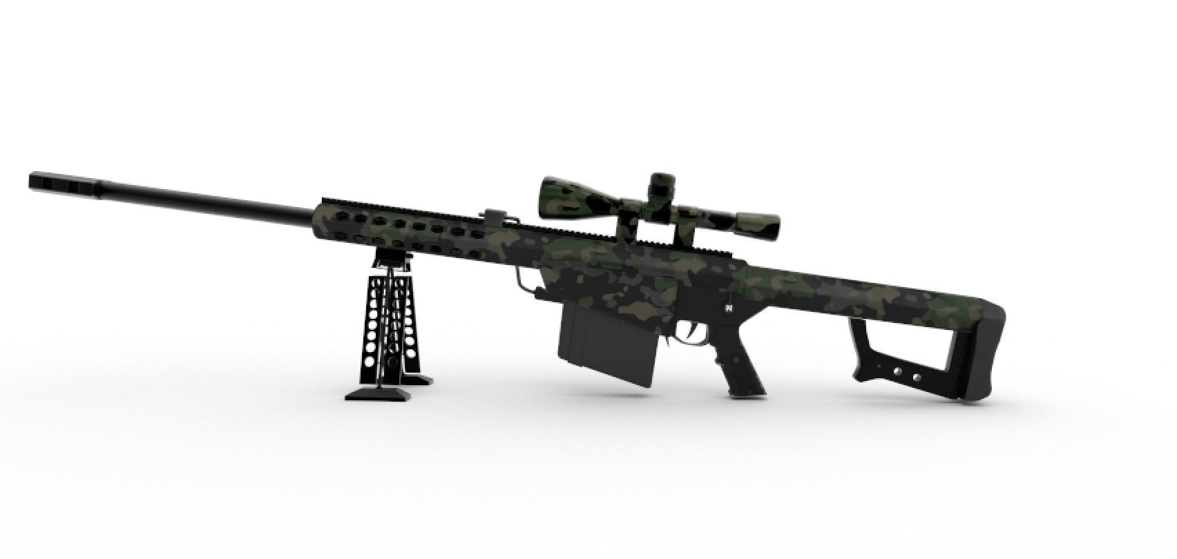 Barrett M82 Sniper Low-poly 3D model_29