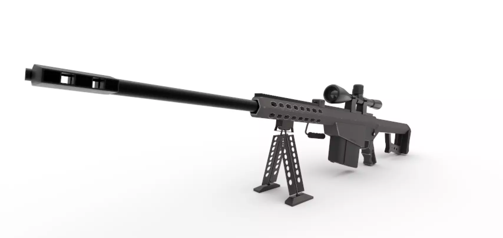 Barrett M82 Sniper Low-poly 3D model_0