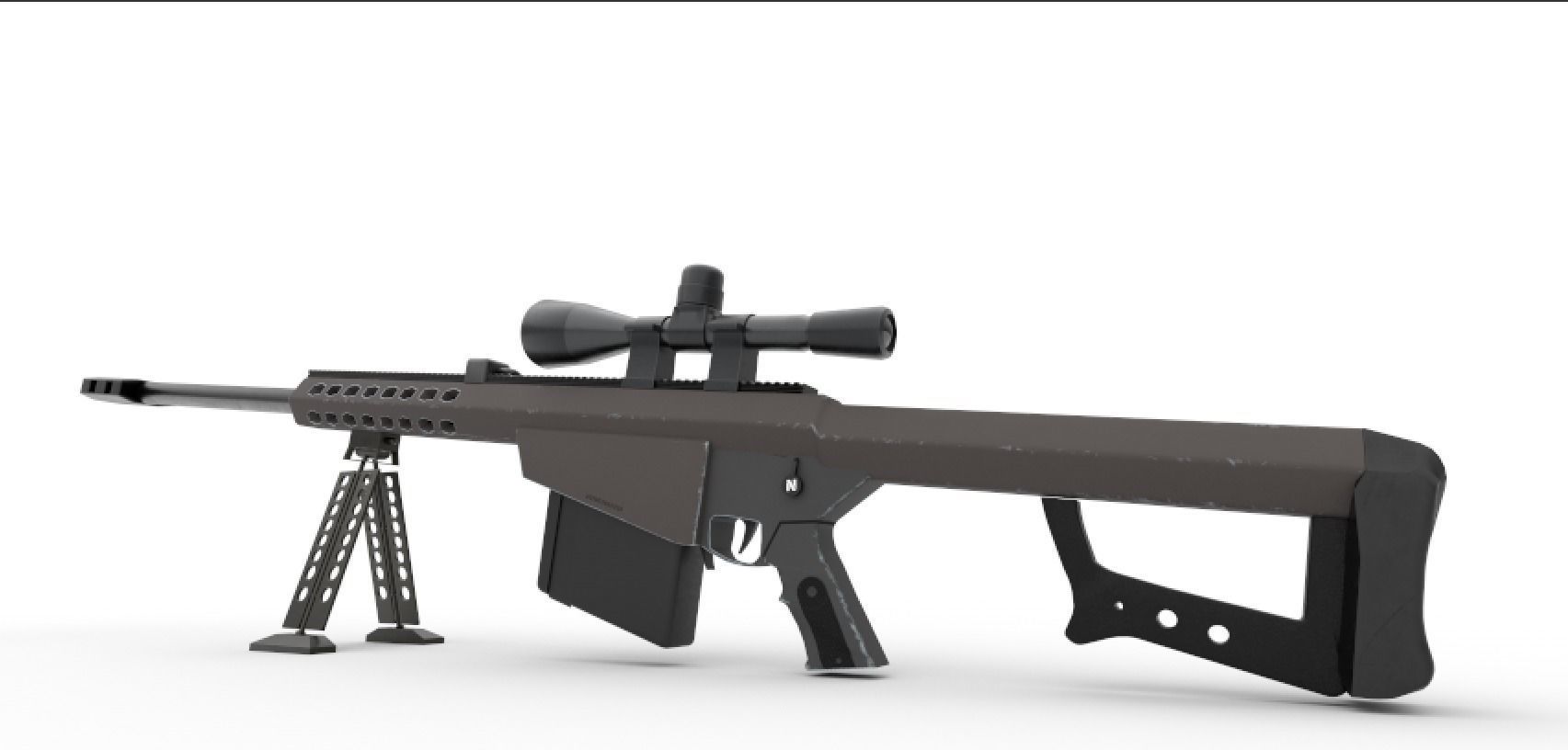 Barrett M82 Sniper Low-poly 3D model_2