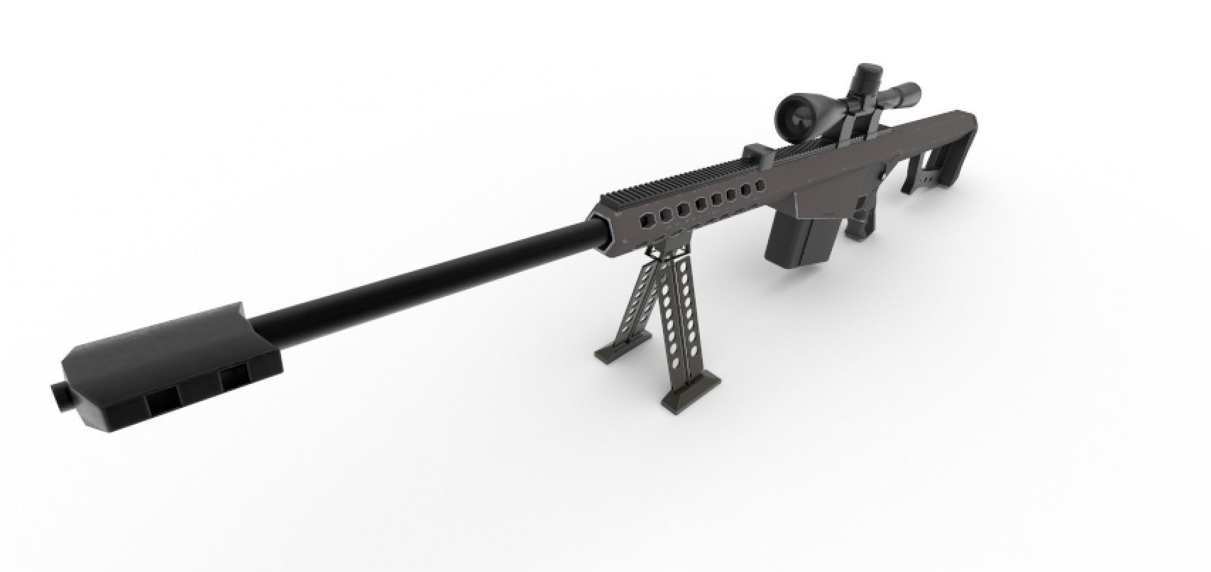 Barrett M82 Sniper Low-poly 3D model_1