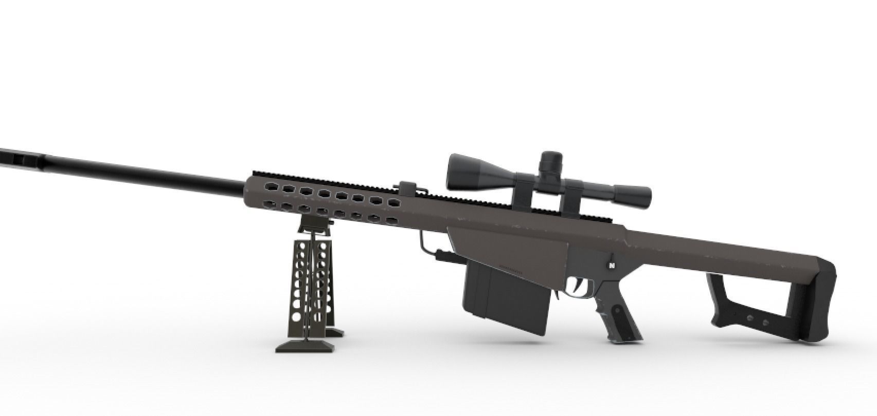 Barrett M82 Sniper Low-poly 3D model_7