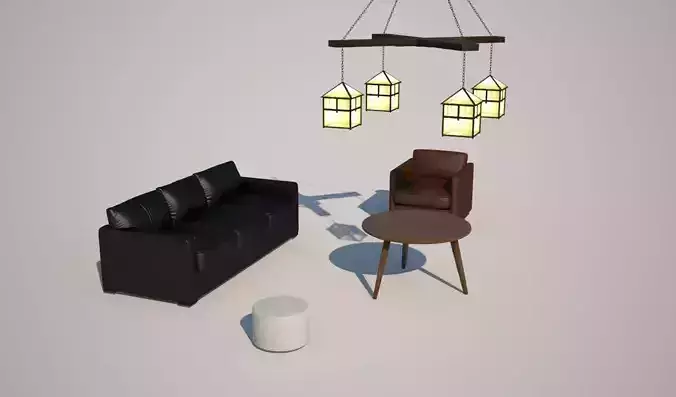 Living Set with Japanese lamp