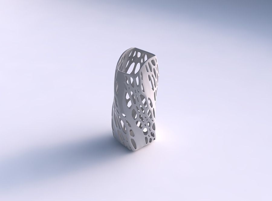 Vase twisted arc quadratic with organic lattice with solid sides 3D print model