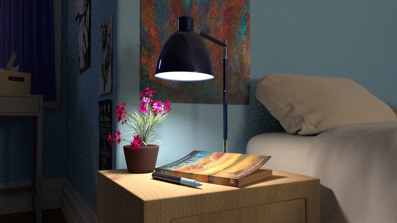 Lamp table - navy Low-poly 3D model_1