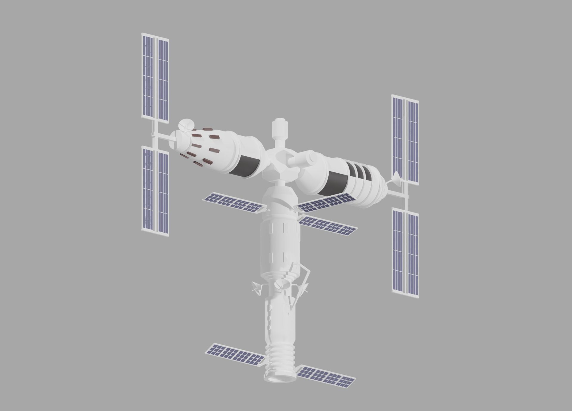 Cartoon Simple Space Station 3D model_2