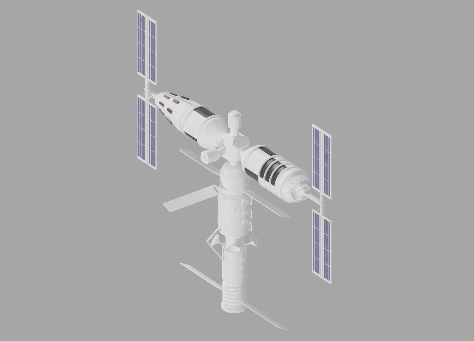 Cartoon Simple Space Station 3D model_3