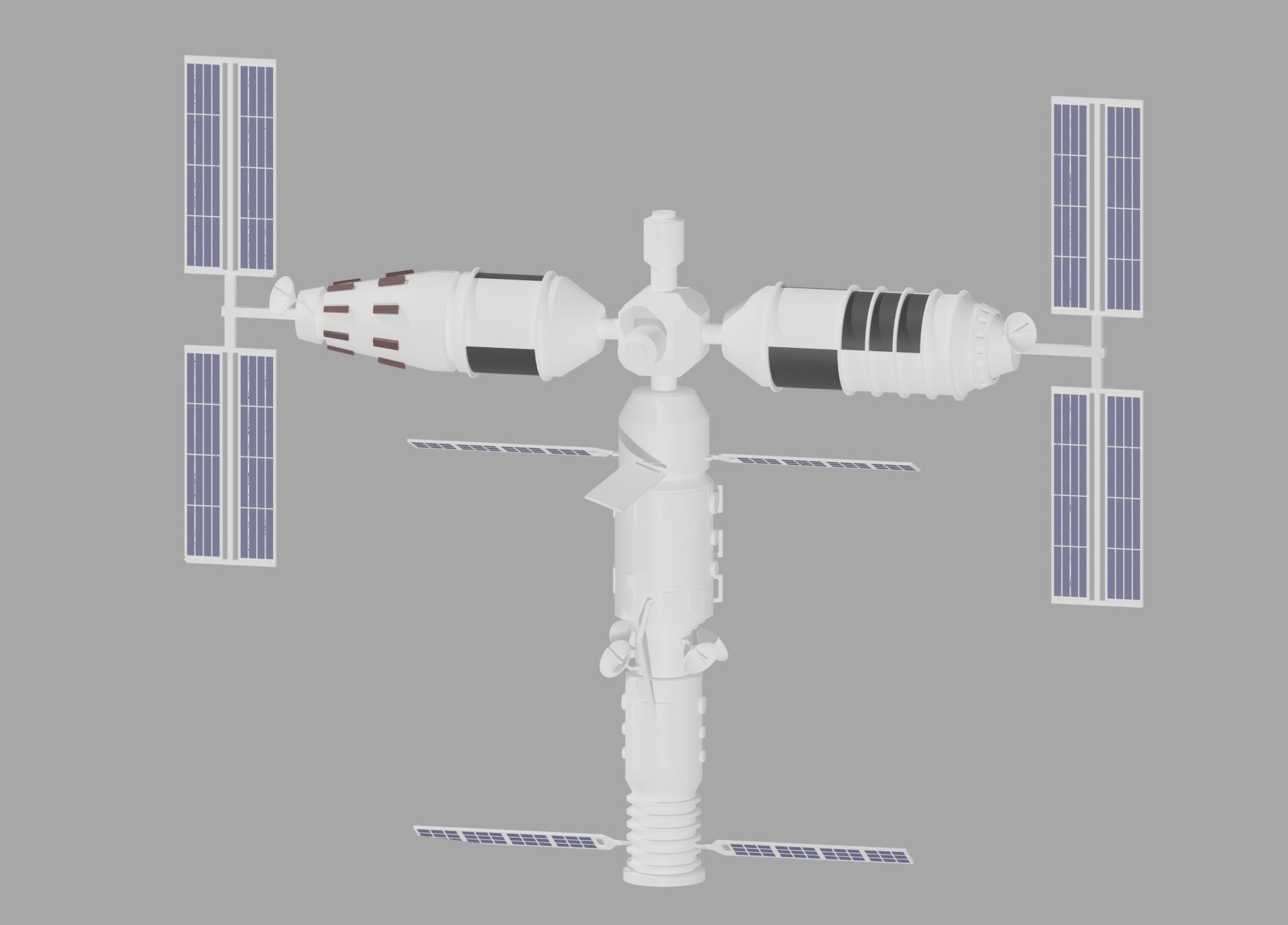 Cartoon Simple Space Station 3D model_5