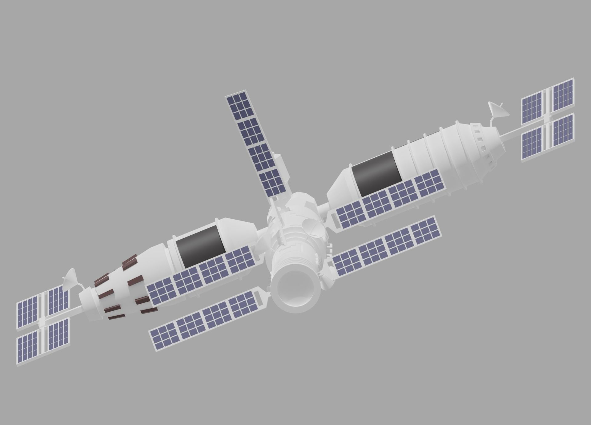 Cartoon Simple Space Station 3D model_4