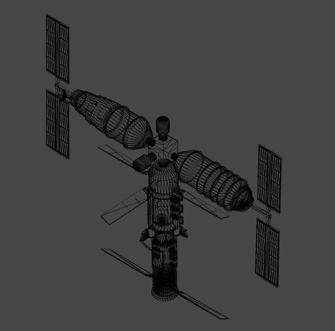 Cartoon Simple Space Station 3D model_7