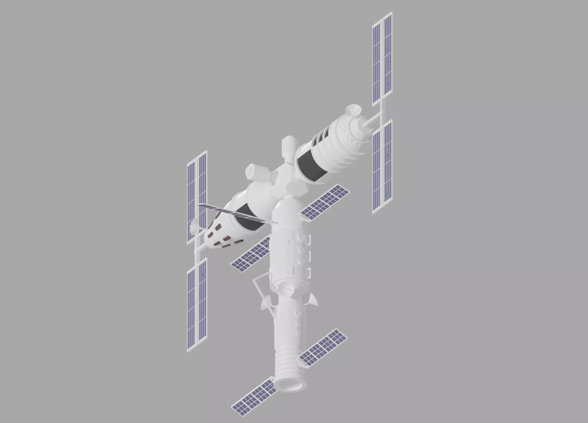 Cartoon Simple Space Station 3D model_0