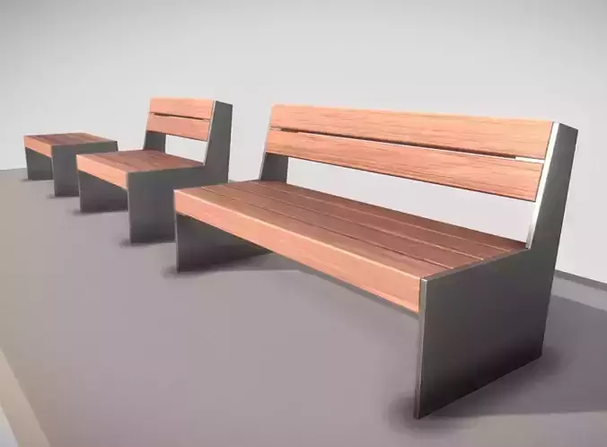 Park Bench -8- High-Poly Version