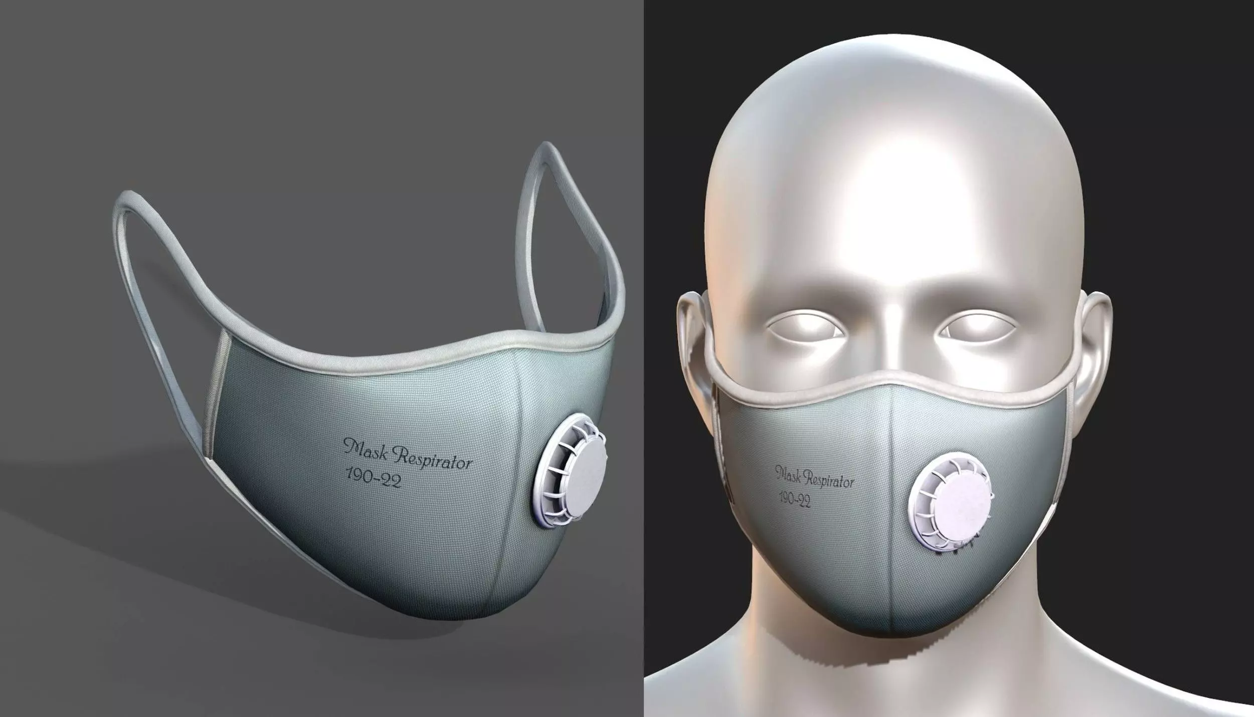 Gas mask protection futuristic technology respirator Low-poly 3D model_0