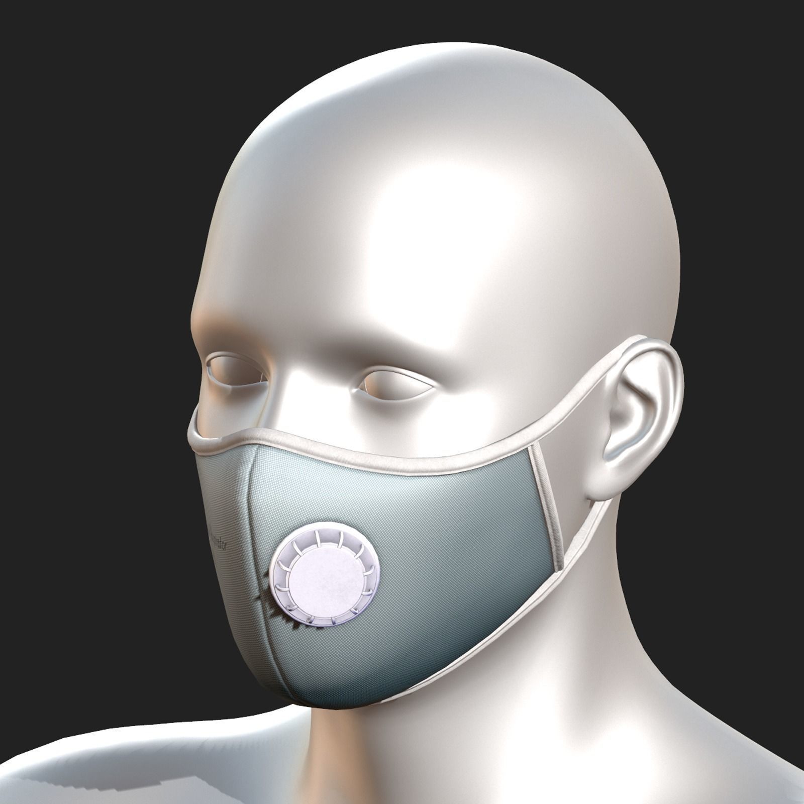 Gas mask protection futuristic technology respirator Low-poly 3D model_1
