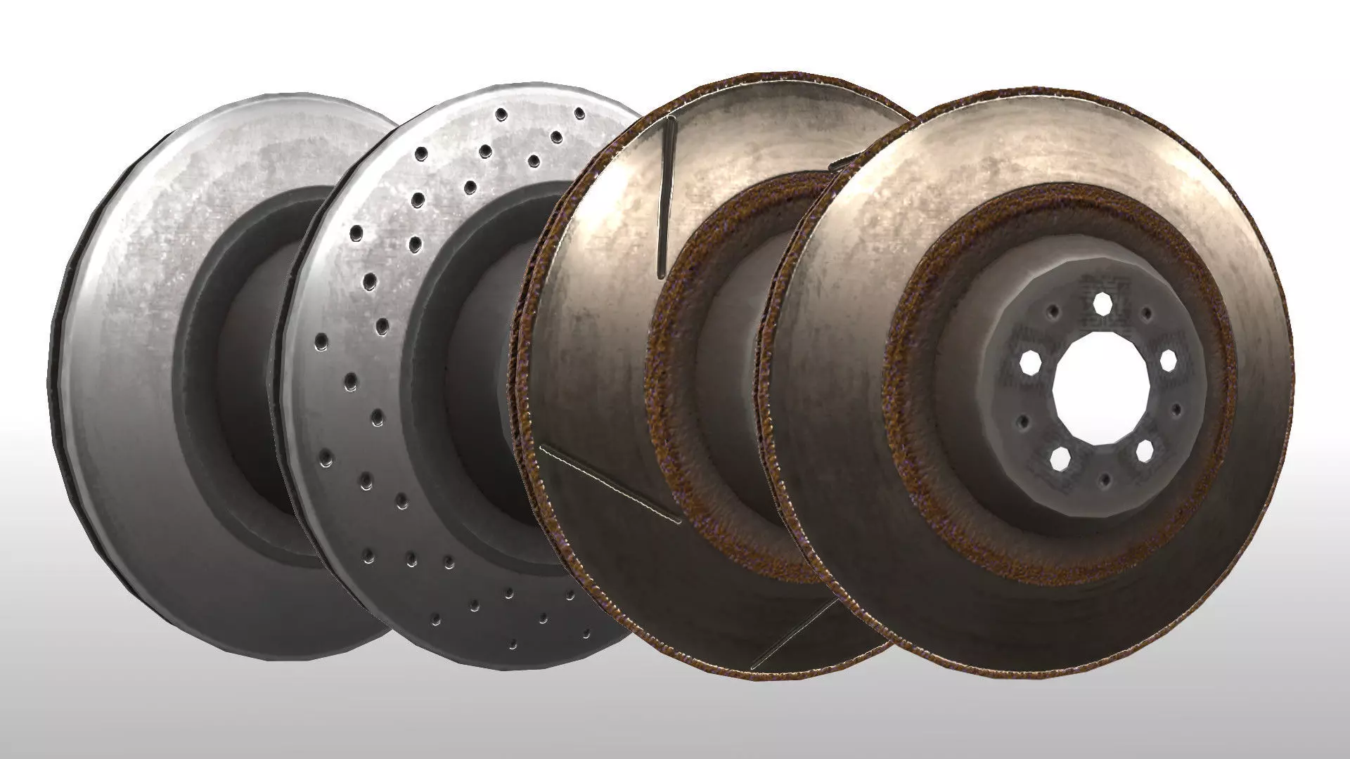 Dusty Brake Rotors x24 Free low-poly 3D model