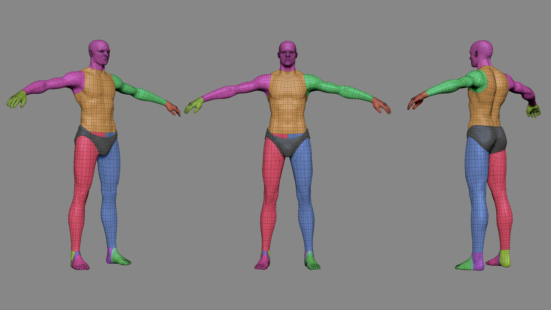 Realistic Basemesh Male Low-poly 3D model_2