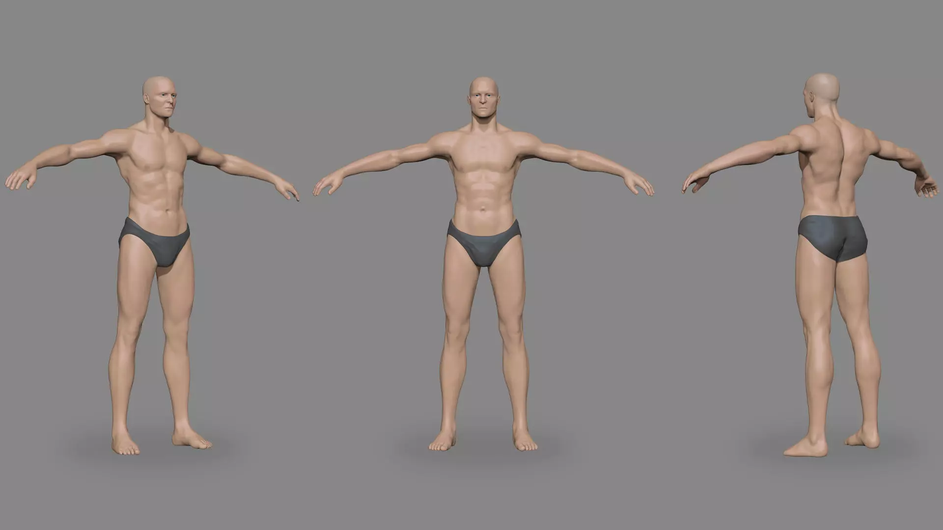 Realistic Basemesh Male Low-poly 3D model_0