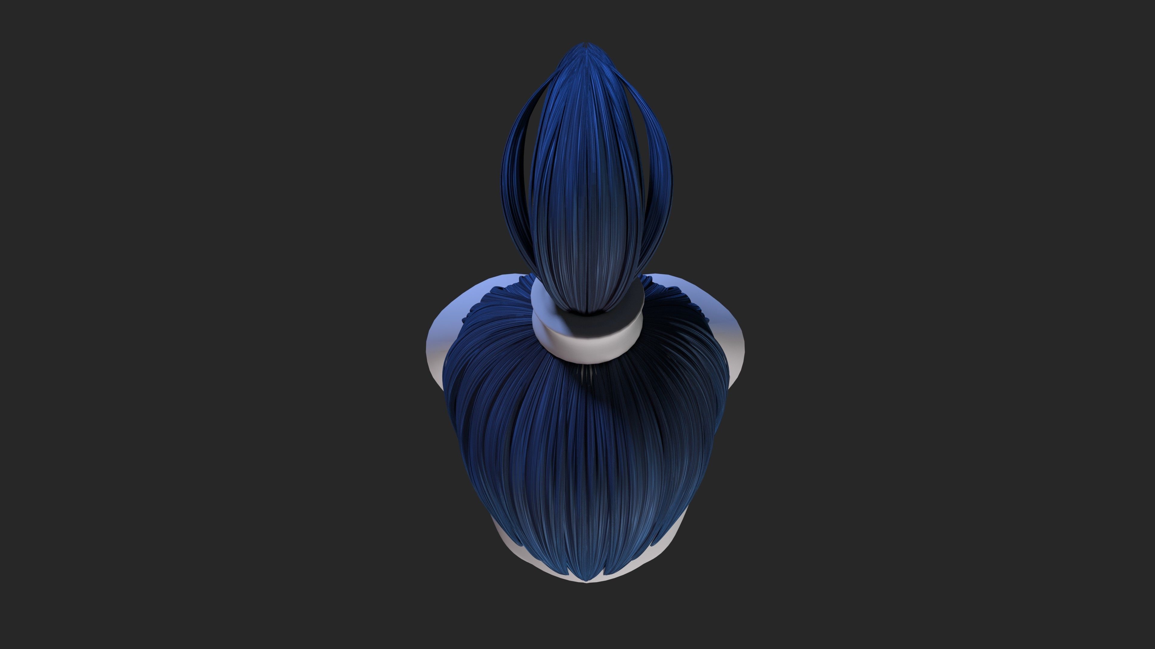 Stylized hair 3D model_4