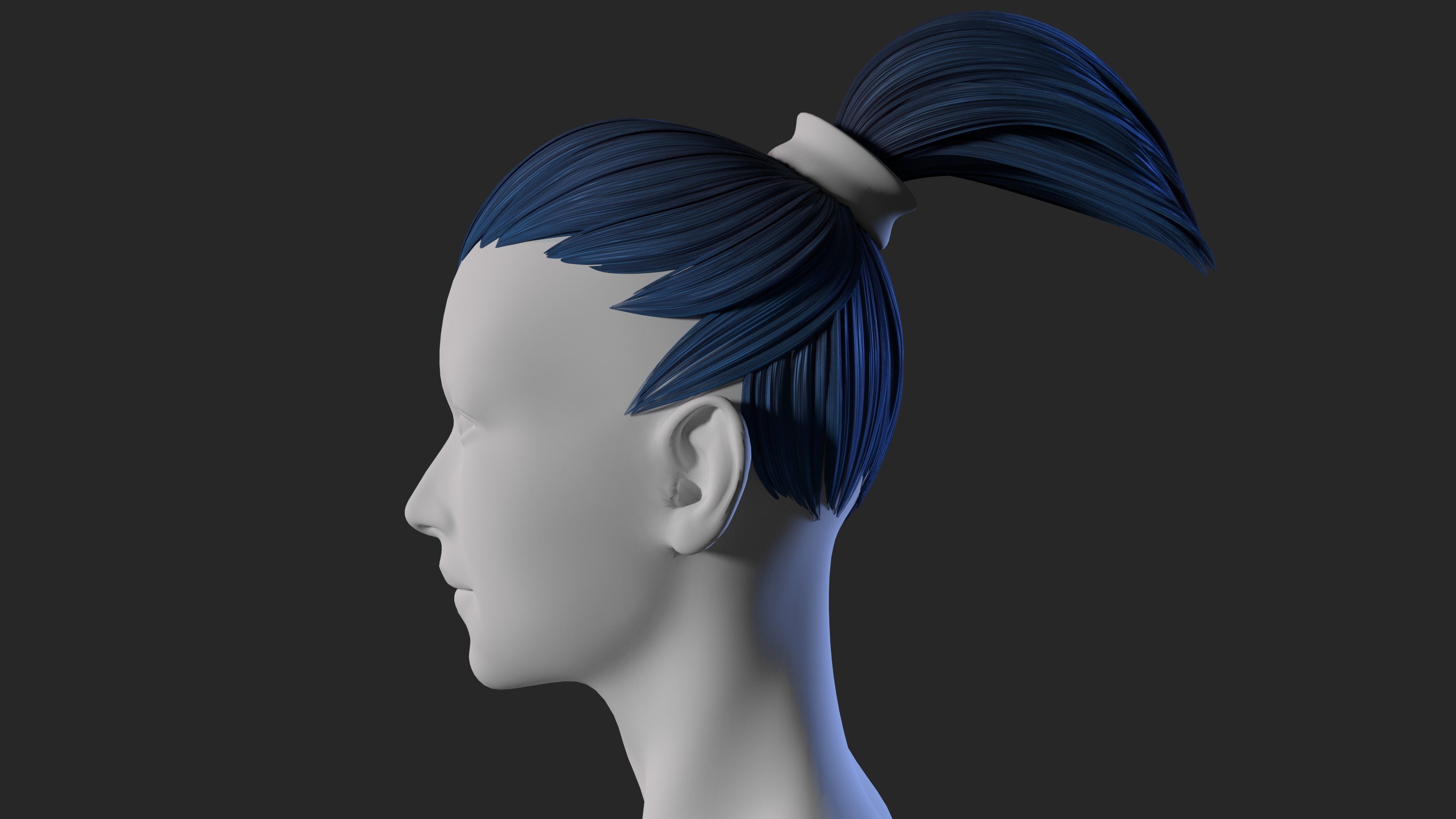 Stylized hair 3D model_3