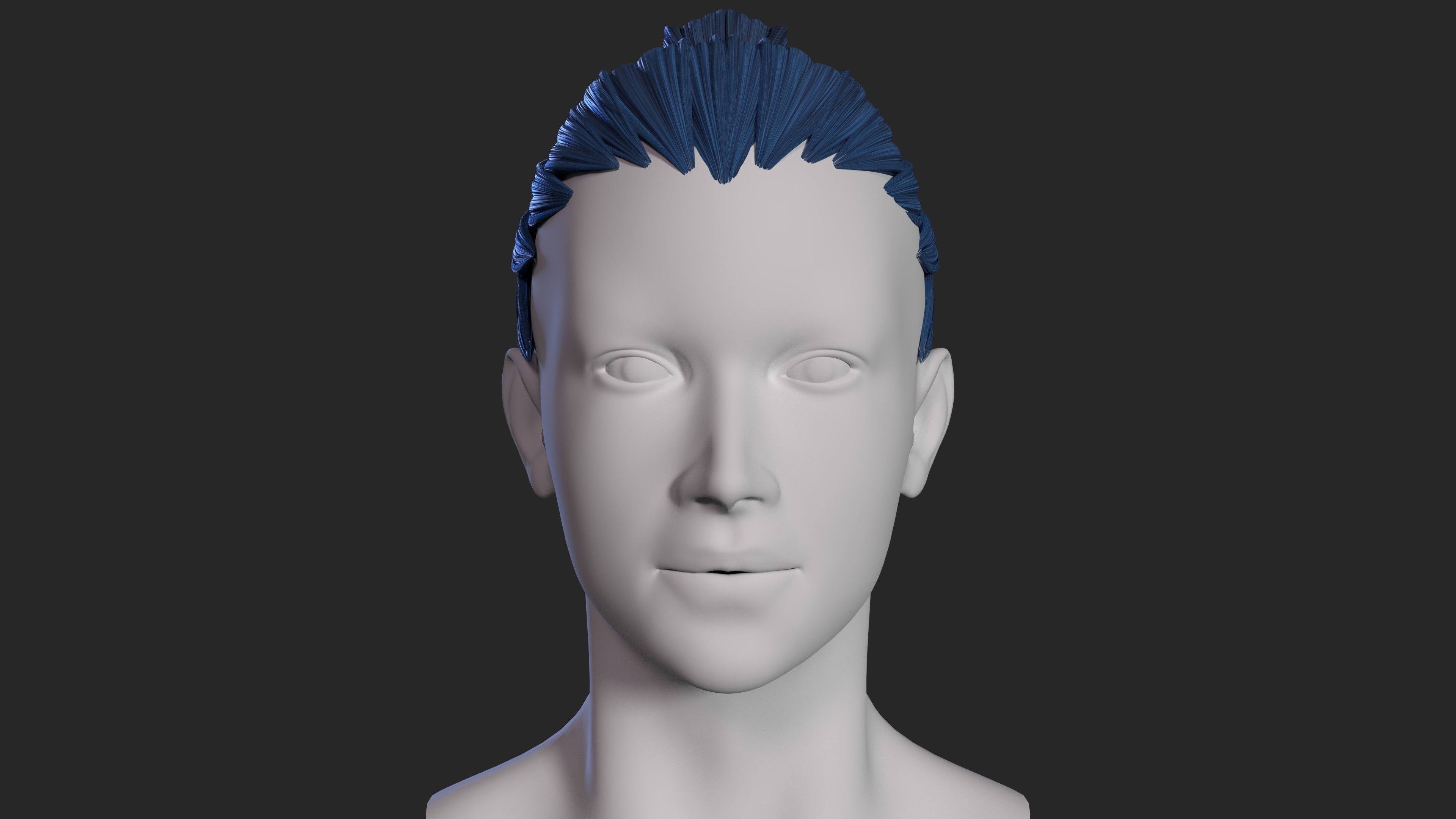 Stylized hair 3D model_2