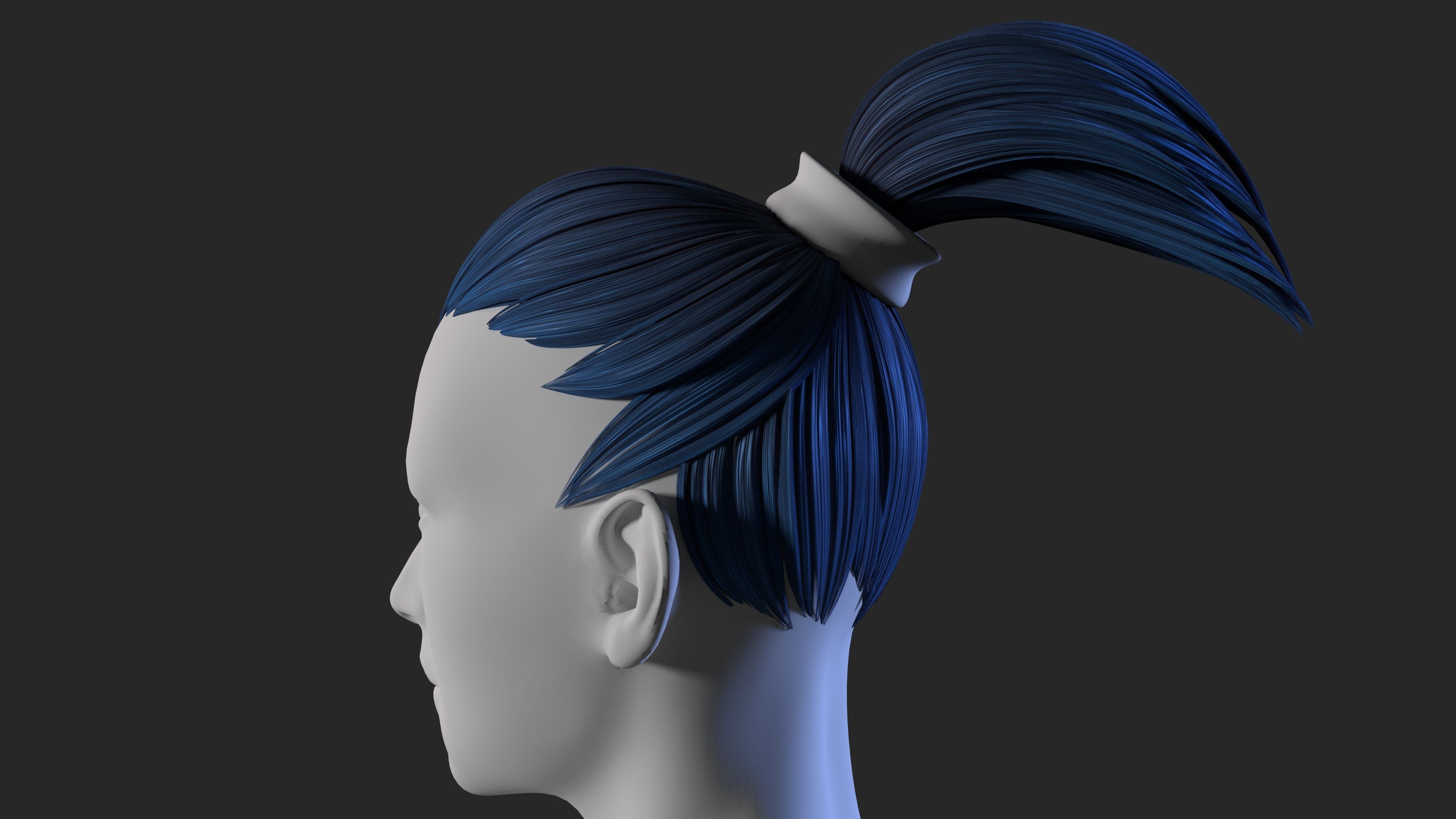 Stylized hair 3D model_1