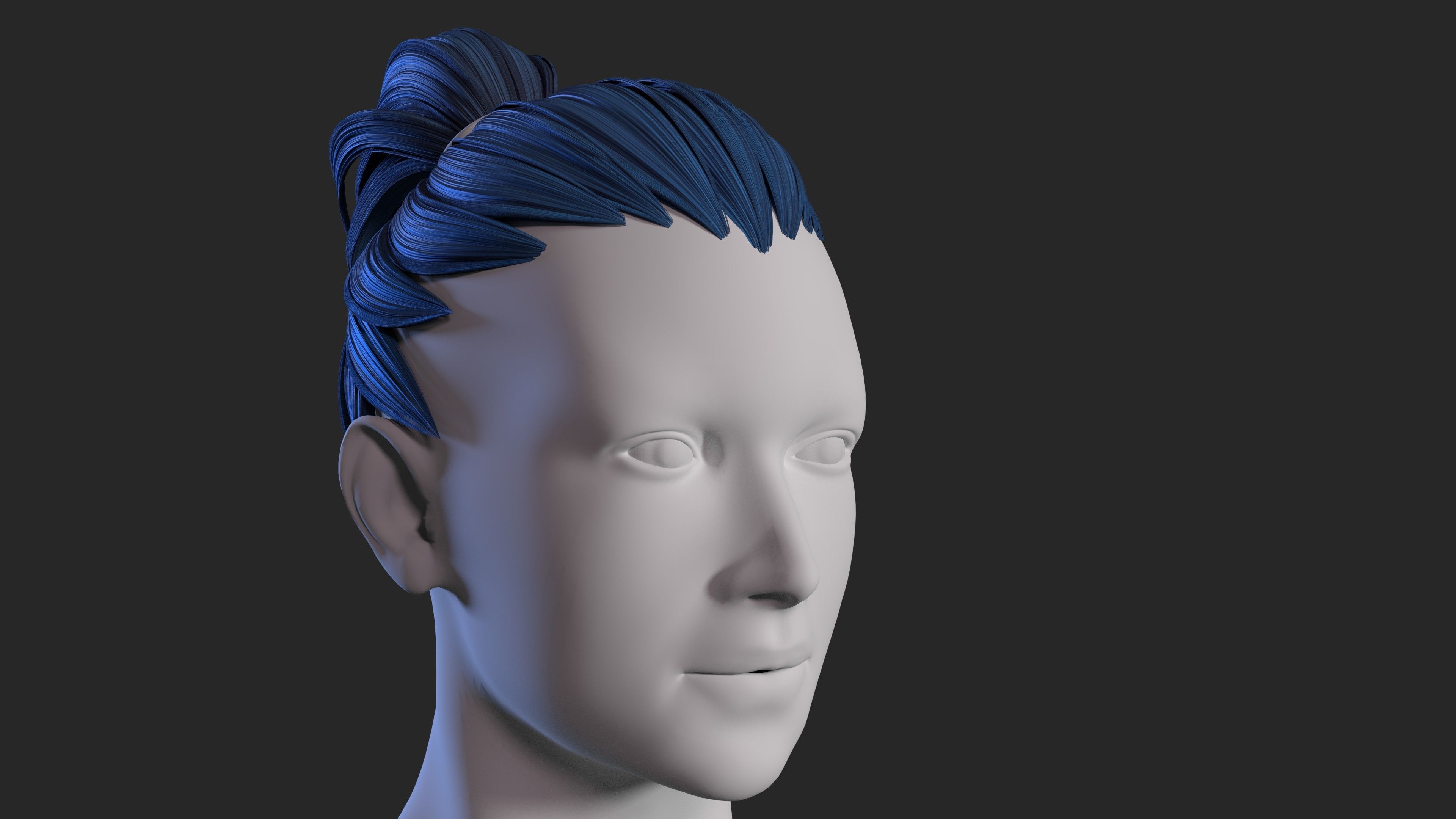 Stylized hair 3D model_5
