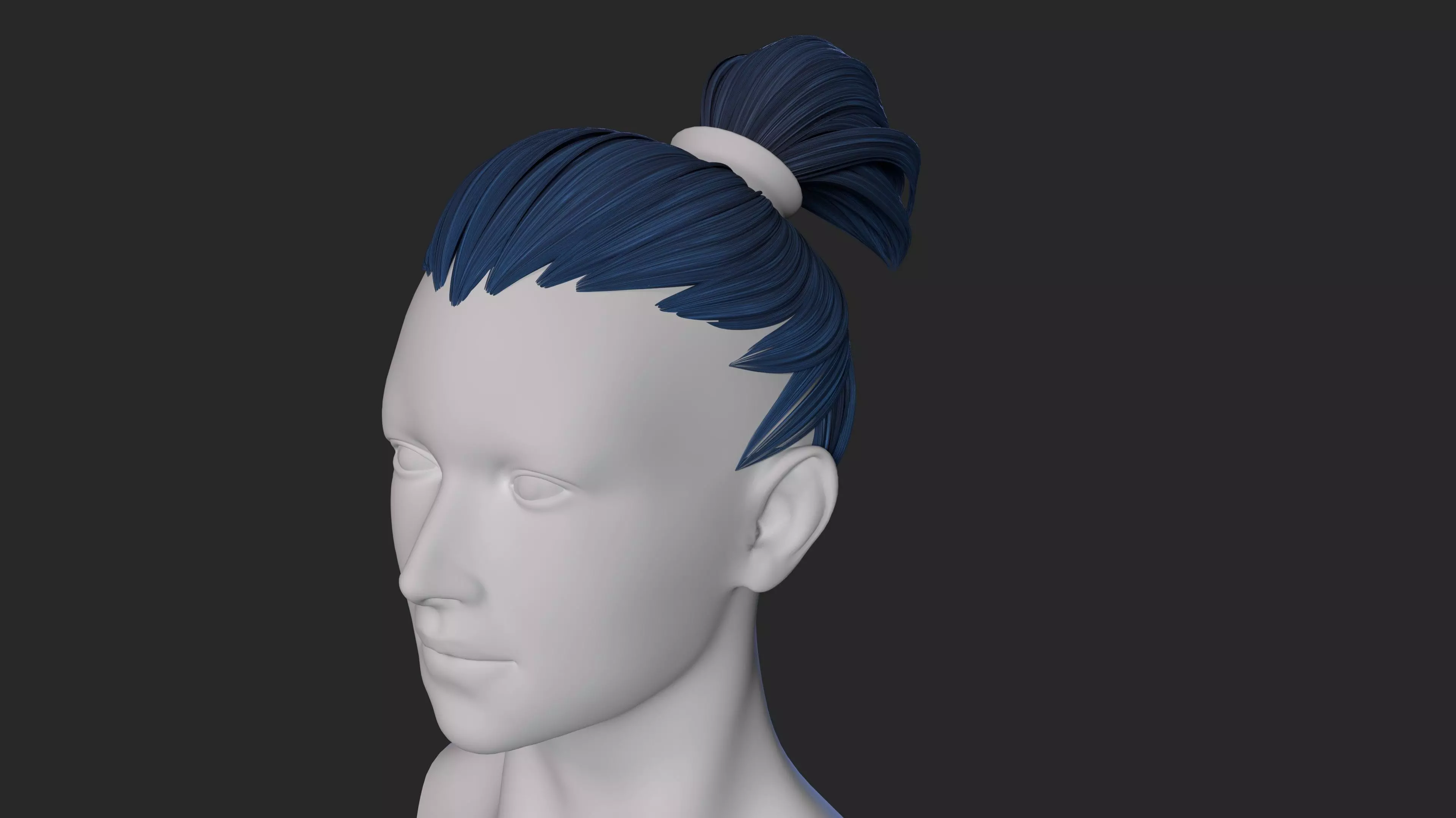 Stylized hair 3D model_0