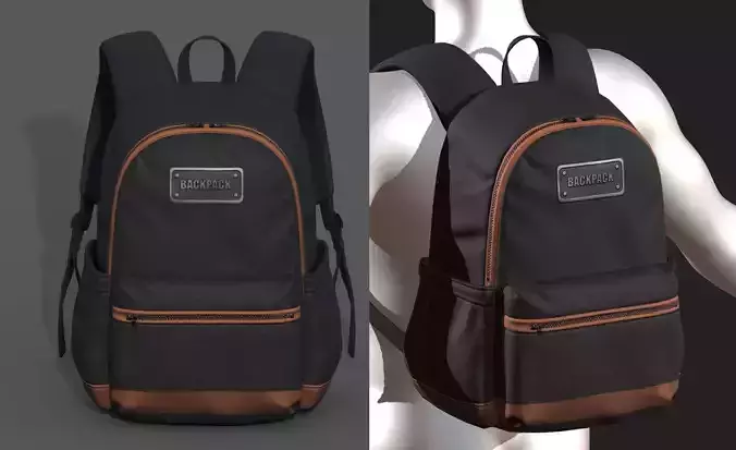 Backpack Camping bag baggage Color 3d low poly 