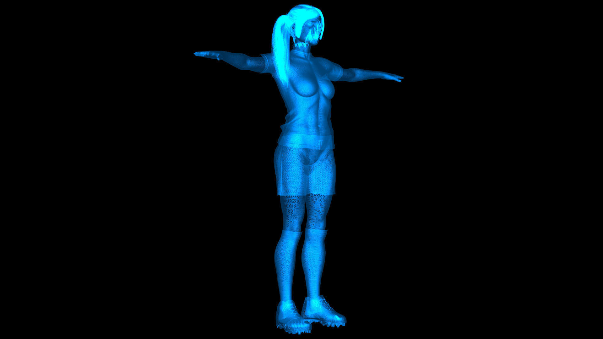 Caucasian Football Soccer Player Female  3D model_2