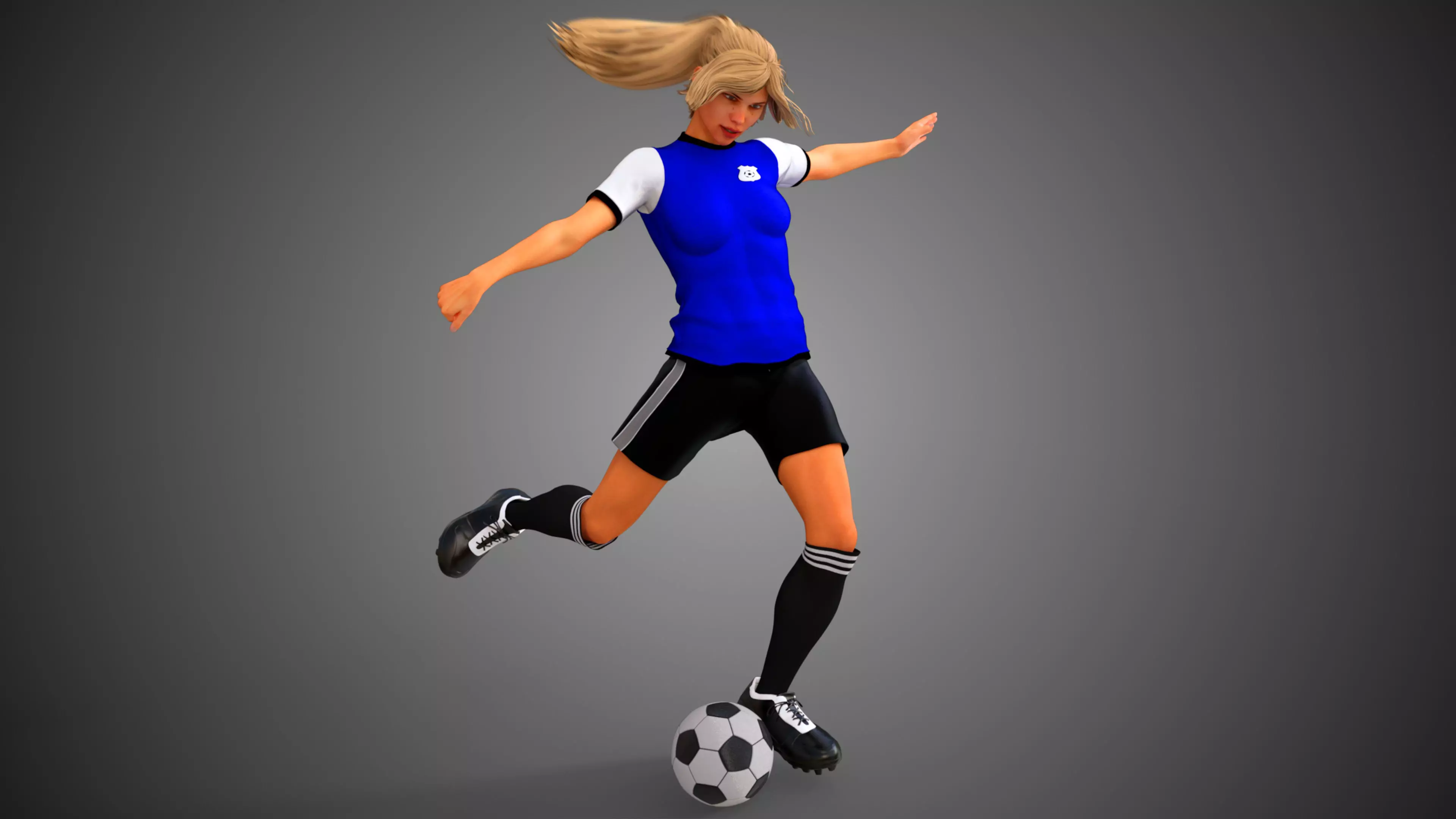 Caucasian Football Soccer Player Female  3D model_0