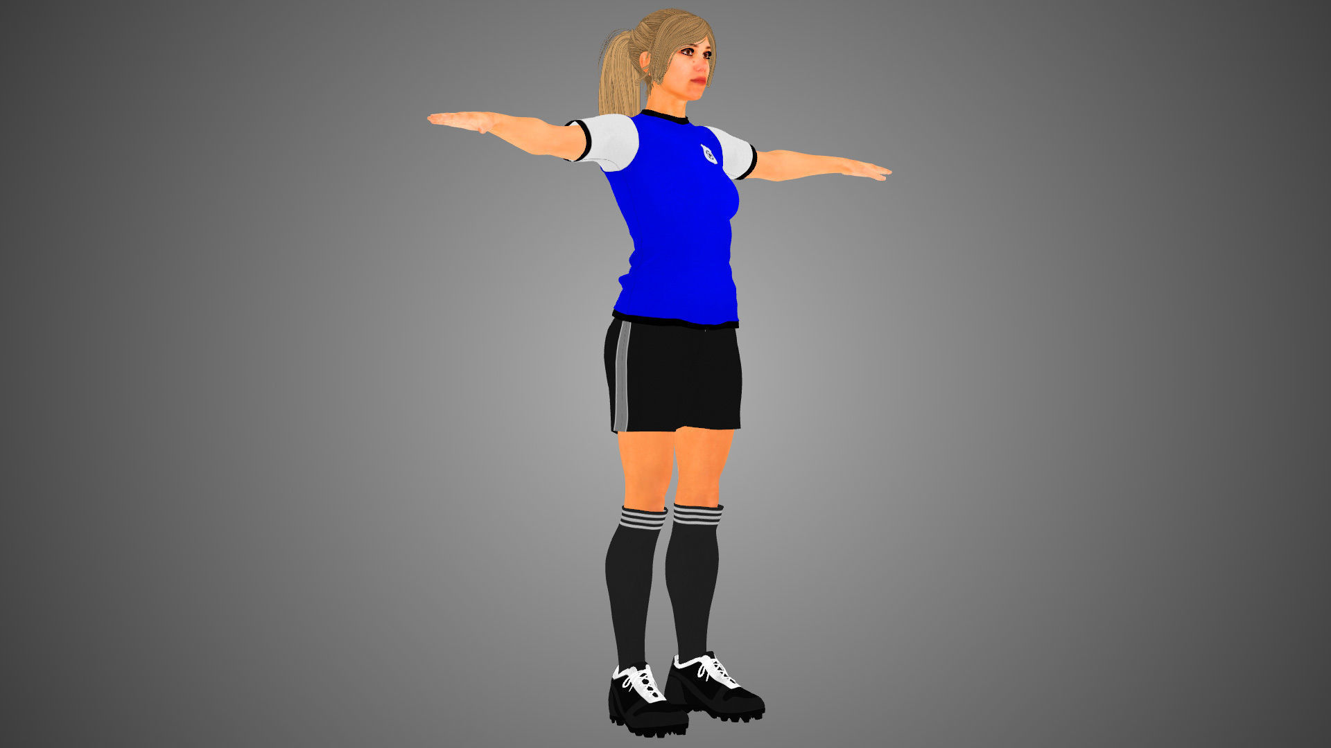 Caucasian Football Soccer Player Female  3D model_4