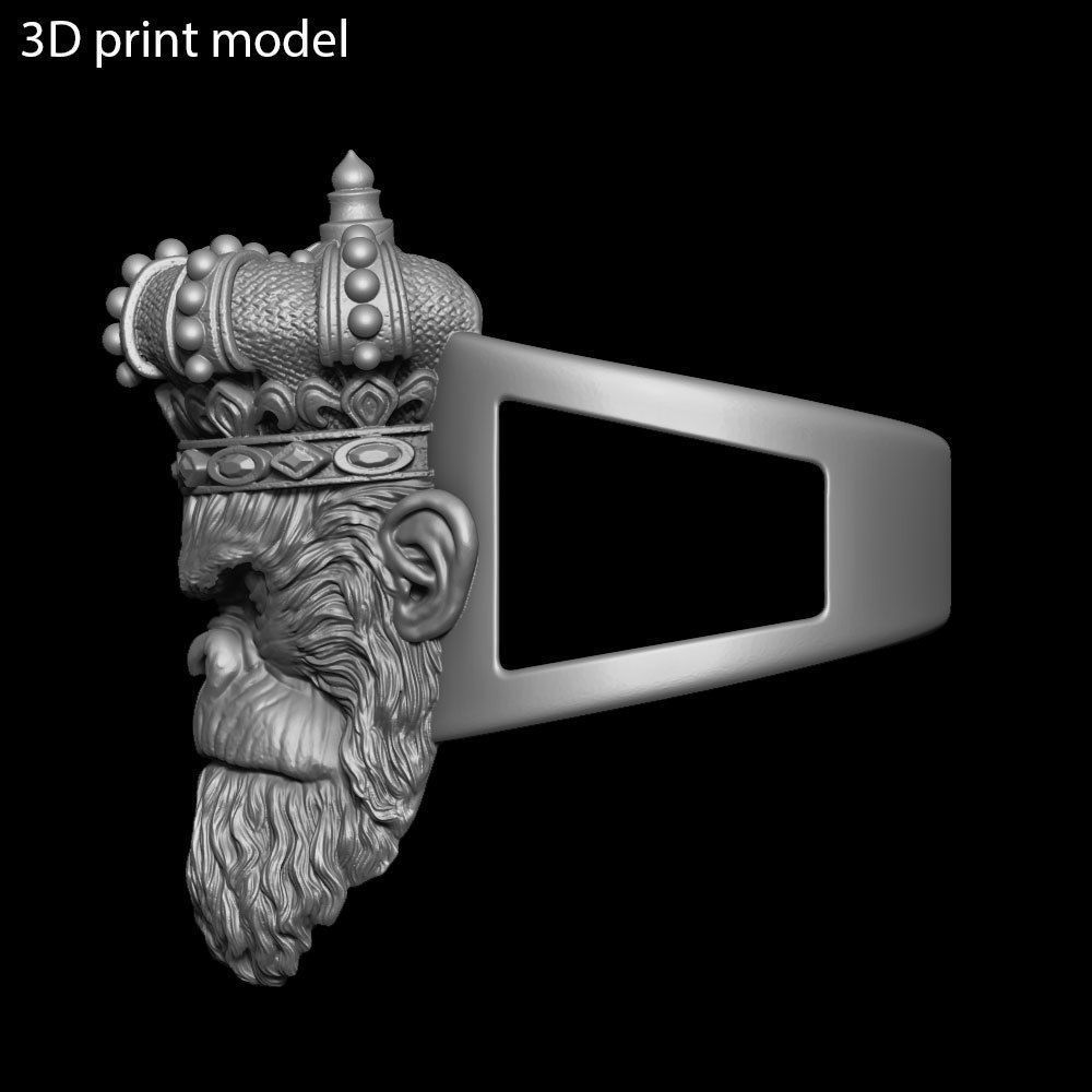 Animal ring Jewelry Monkey king with crown vol1  3D print model_15