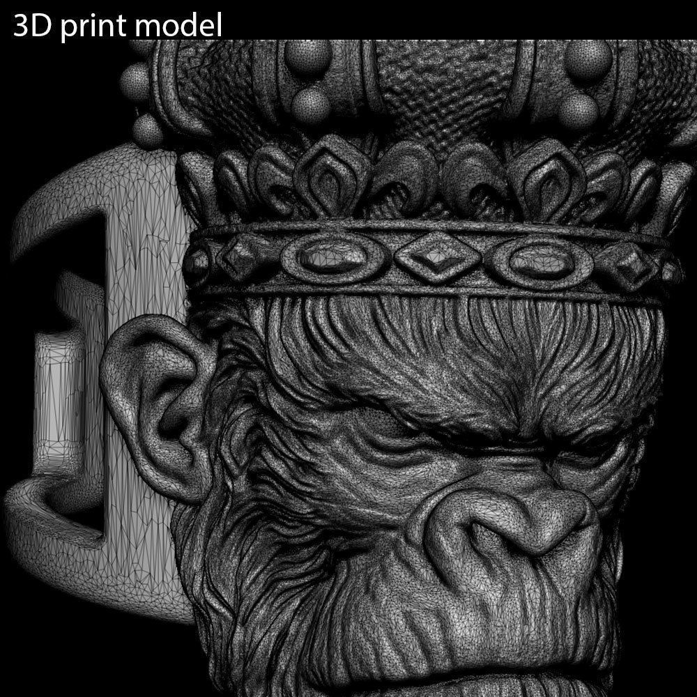Animal ring Jewelry Monkey king with crown vol1  3D print model_23