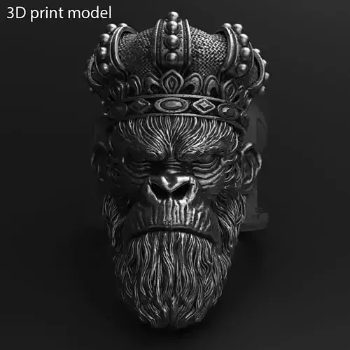 Animal ring Jewelry Monkey king with crown vol1  3D print model