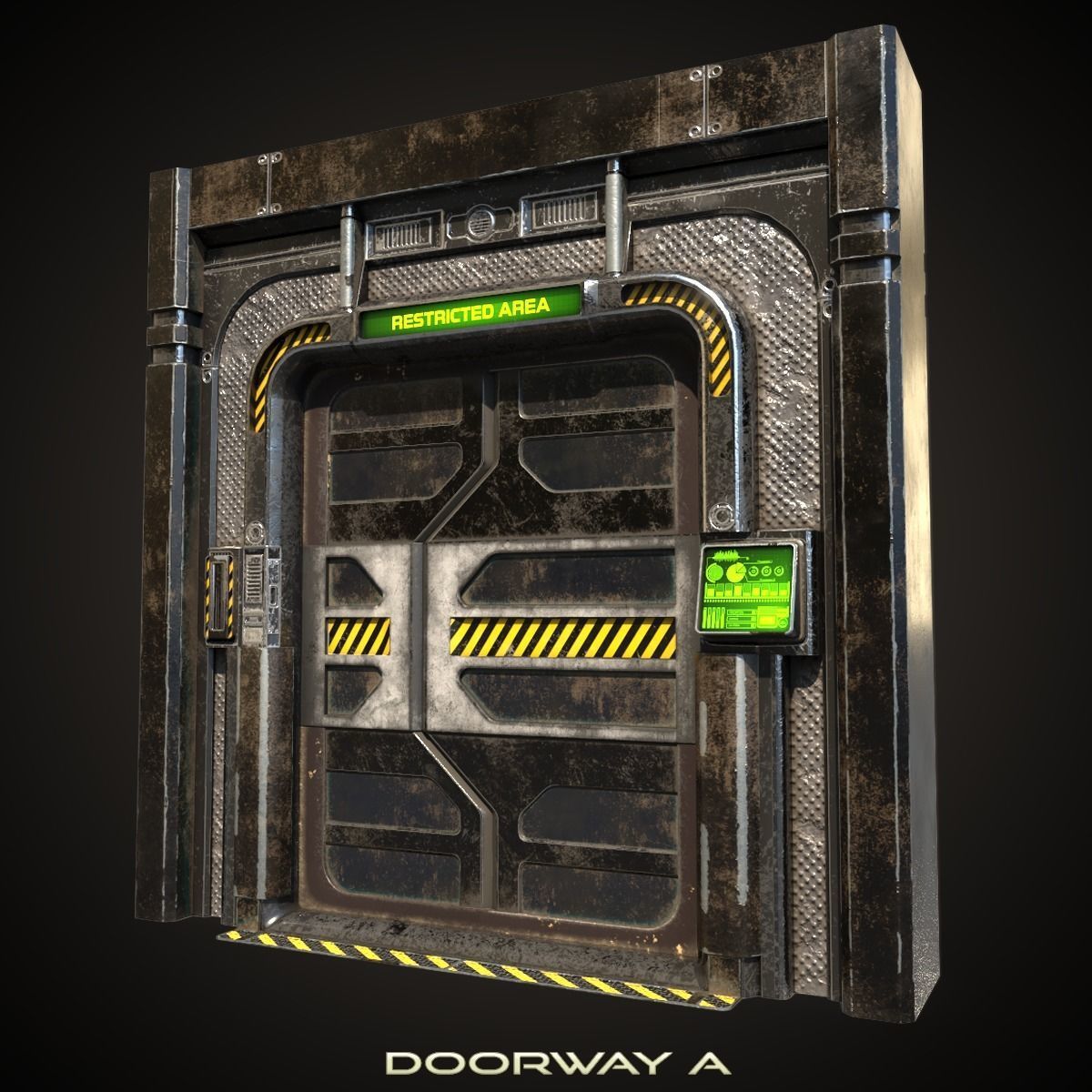 PBR Scif-fi Doorways  Low-poly 3D model_1