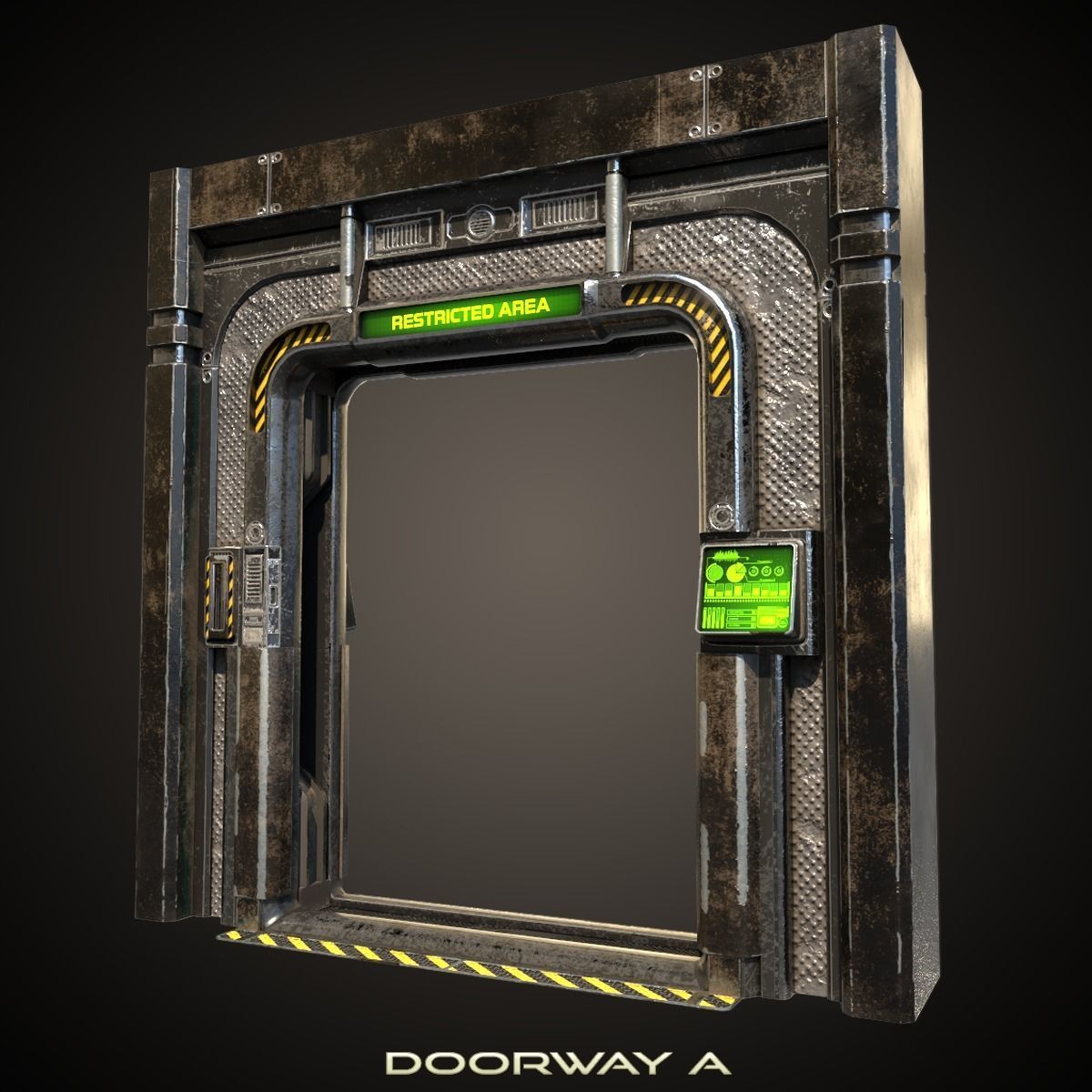 PBR Scif-fi Doorways  Low-poly 3D model_2